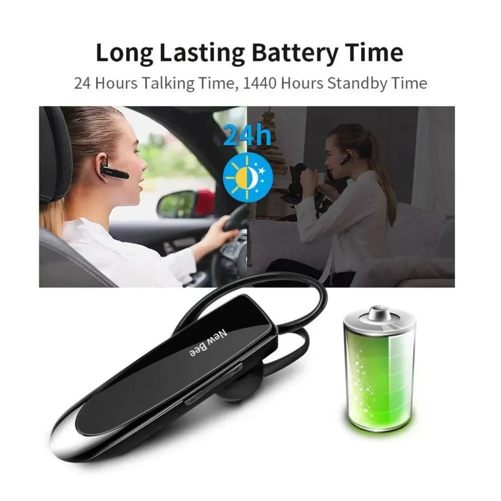 NIB - Get 2 NEW BEE Bluetooth Hands Free Driving/Work Headsets with Microphone